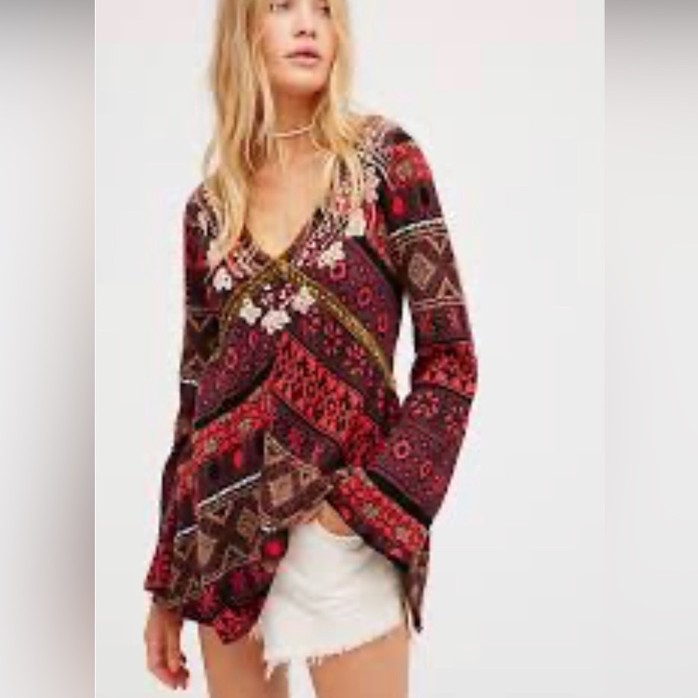 TUNIC - Women's Free People Multicolored Abstract Prism Patterned Tunic. Size S